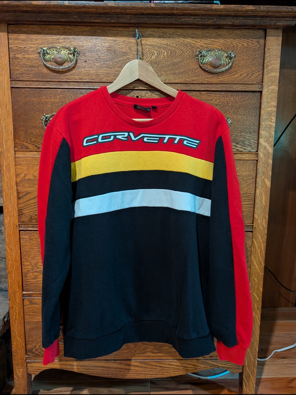 Chemistry Corvette Colorblock Crewneck Sweatshirt - Red, Black, Yellow, White